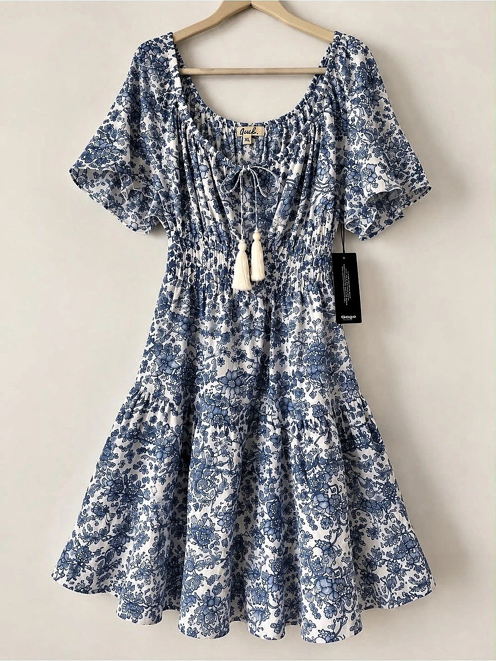 A New Day Floral Mini Dress in Blue & White NWT
